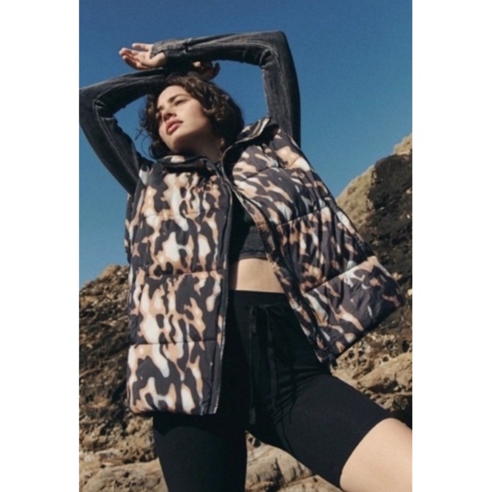 Free People Movement Printed Bubble Oversized Puffer Vest Size Large